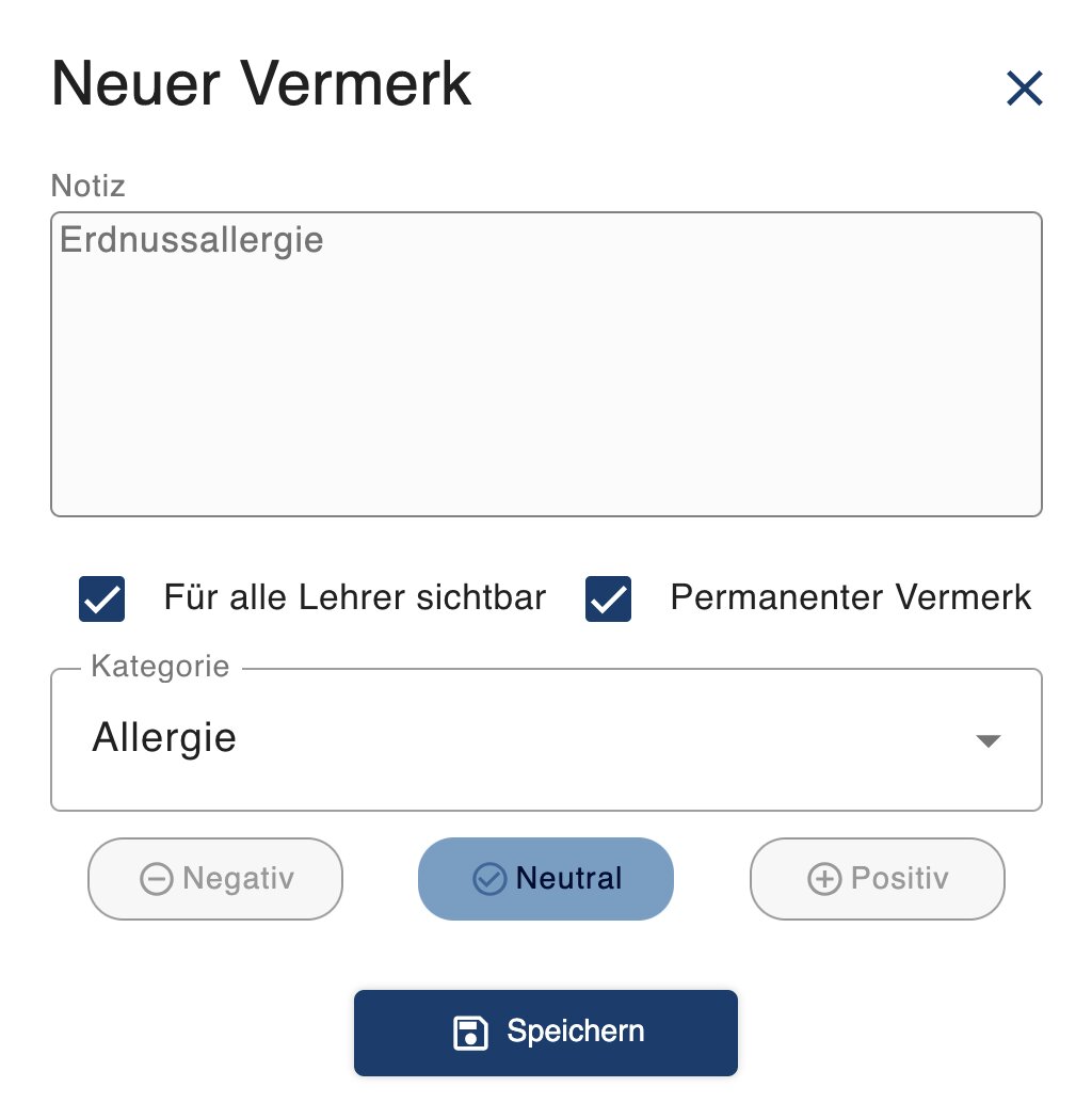 Screenshot: Vermerk in der Ganztagsübersicht hinzufügen